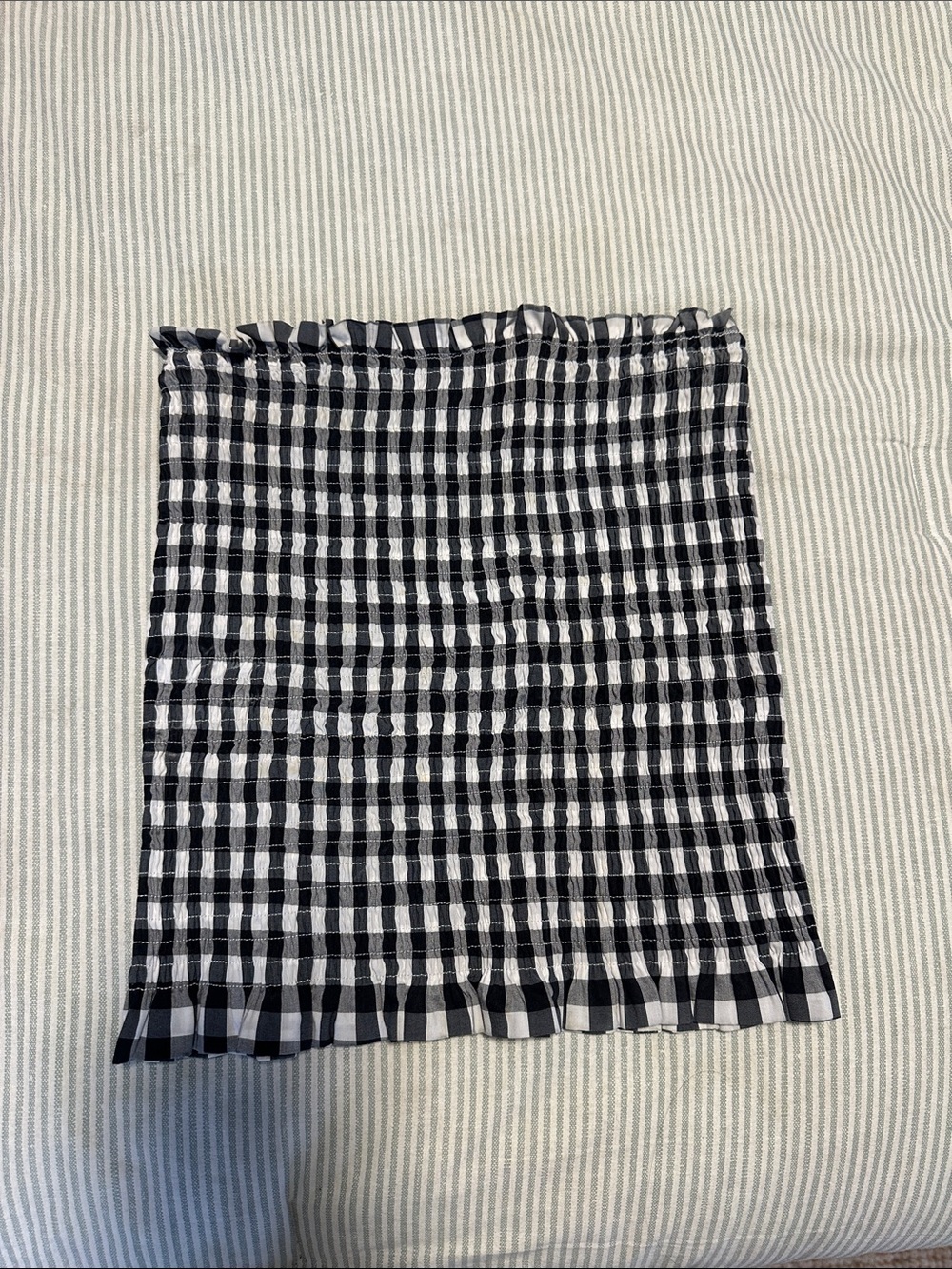 bishop + young Black and White Gingham Smocked Crop Top